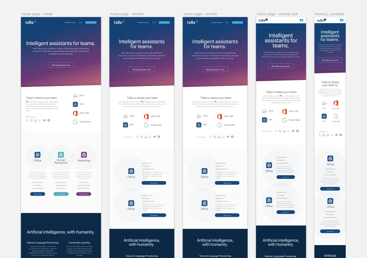 Responsive marketing website for Talla